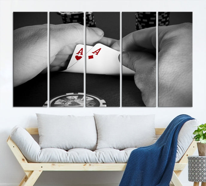 Poker Game Wall Art Lucky Aces Canvas Print