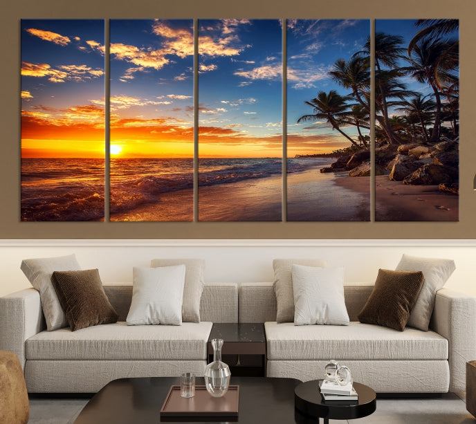 Coastal Wall Art Beach at Sunset Canvas Print