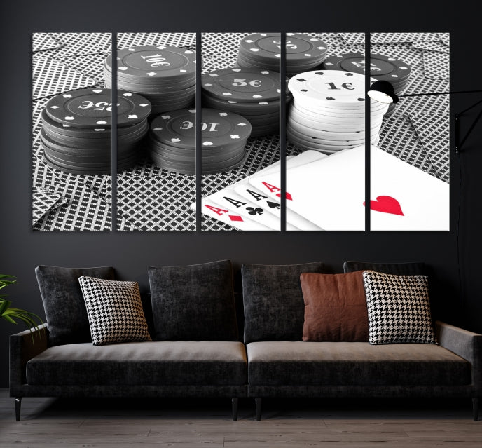 Poker Game Cards Multi Panel Wall Art Canvas Print
