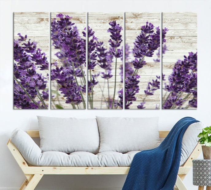 Lienzo decorativo para pared grande con hierba de lavanda