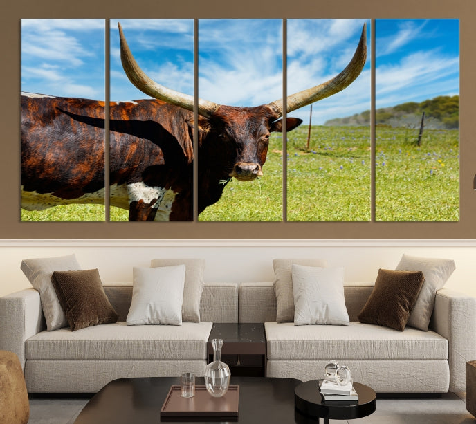 Texas Longhorn Cow Wall Art Animal Canvas Print