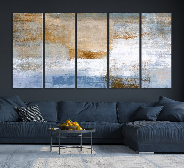 Blue Multi Panel Abstract Wall Art Canvas Print
