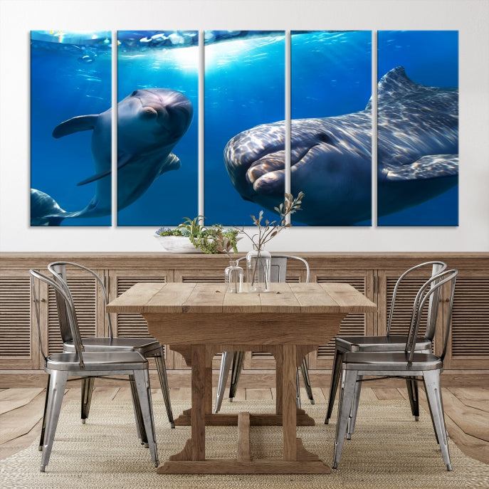 Dolphin and Ocean Life Wall Art Canvas Print