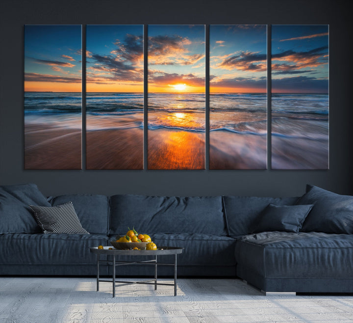 Sunset on Beach Canvas Wall Art Canvas Print