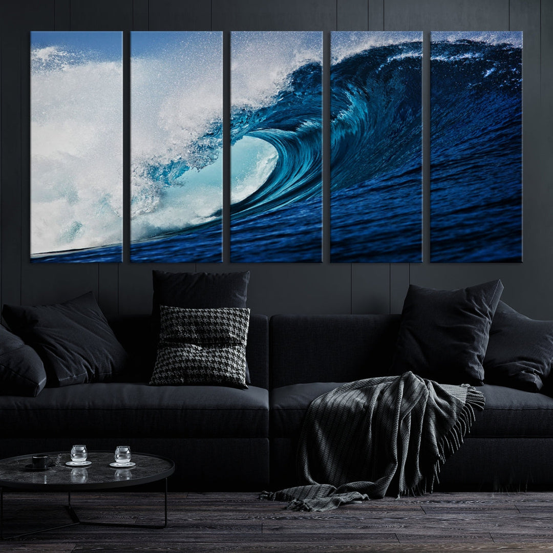 Impression sur toile d'art mural sur toile d'océan de grande vague bleue