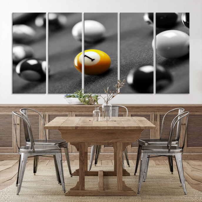 Wall Art Pool Table and Balls Canvas Print