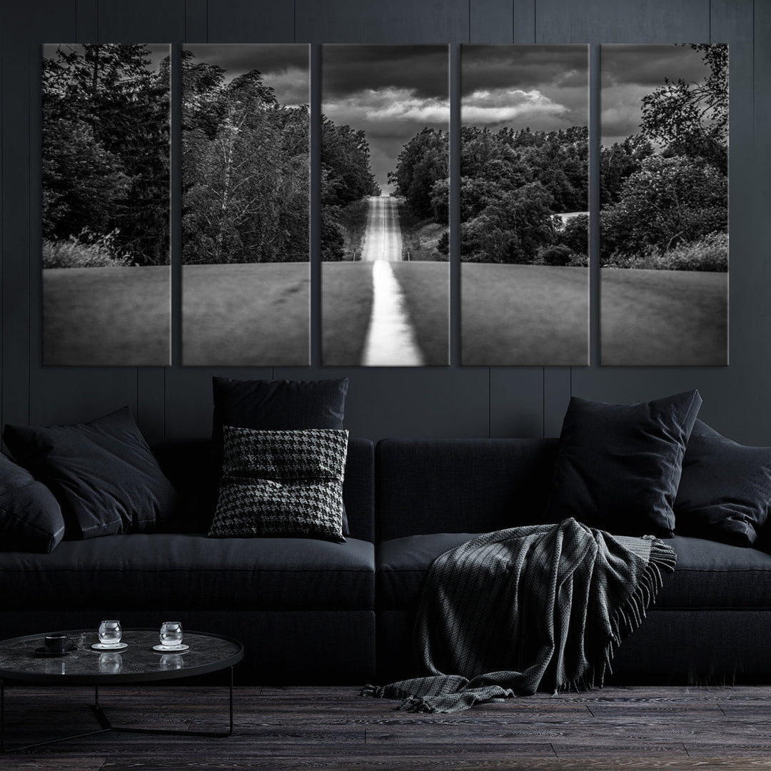 Art mural de route en noir et blanc Impression sur toile