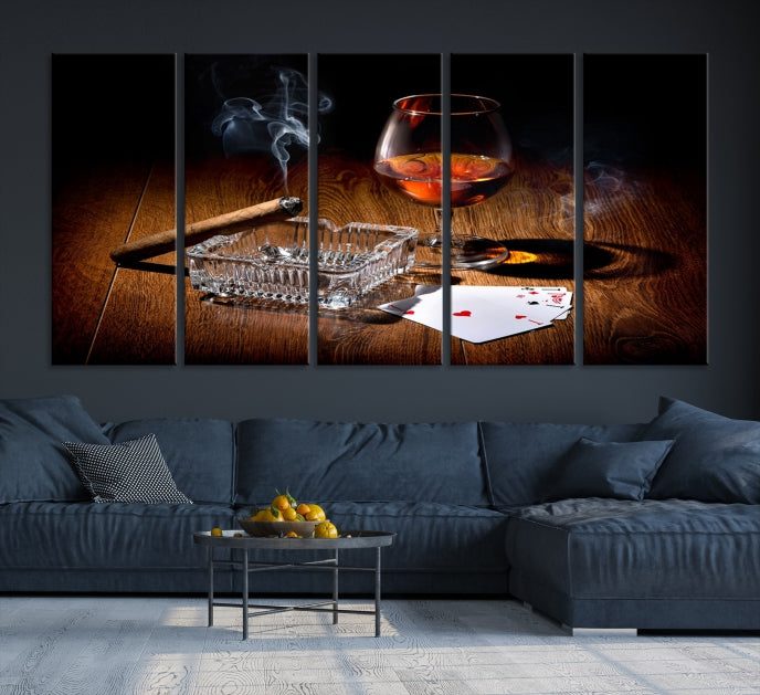 Whiskey Cigar Wall Art Canvas Print Kitchen Wall