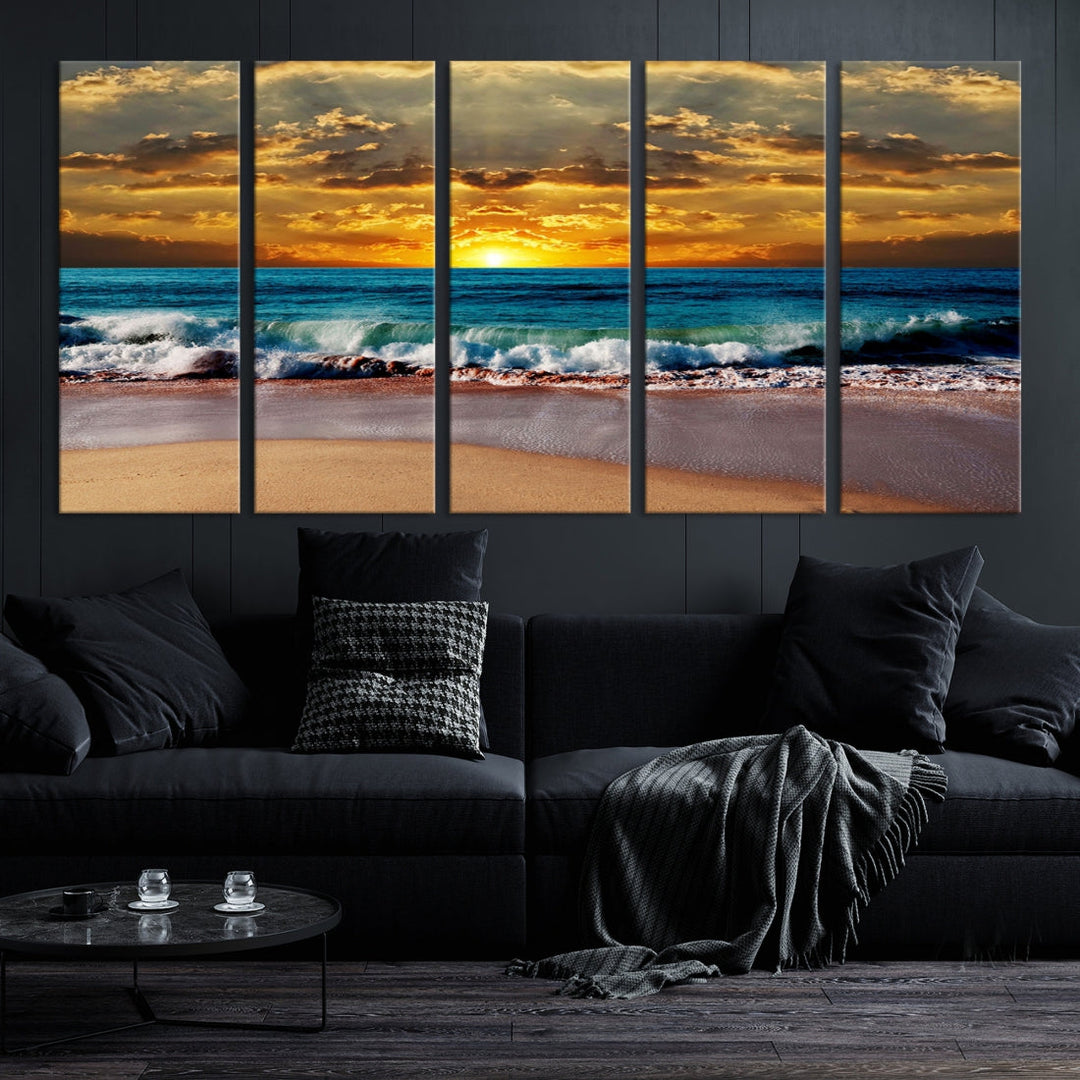 Sun and Sunset Seascape View Wall Art Canvas Print