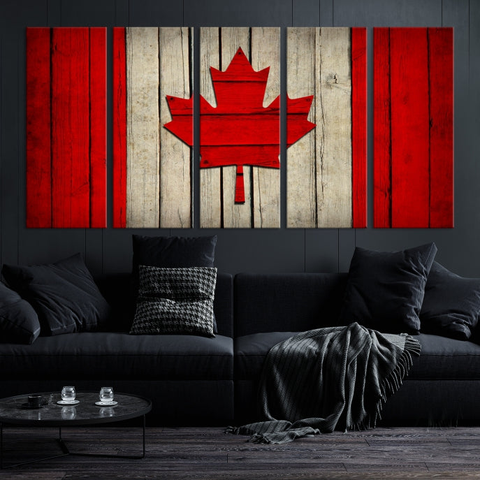 Impresión de lienzo de bandera de Canadá de arte de pared grande, impresión de lienzo de bandera de acuarela de Canadá, impresión de lienzo de bandera de Canadá de arte de pared grande XXL moderno
