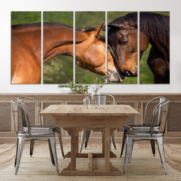 Adorable Horse Love Wall Art Animal Canvas Print