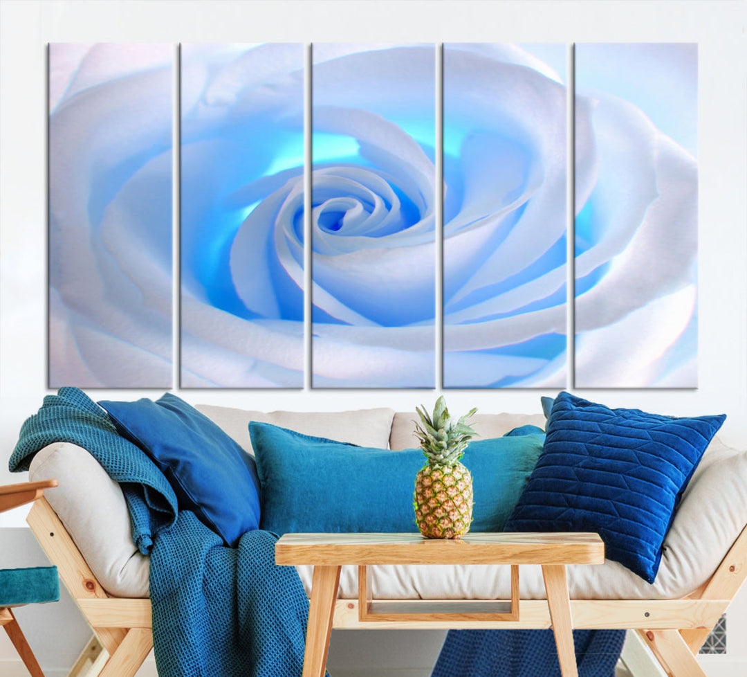 Lienzo decorativo para pared grande con rosa azul