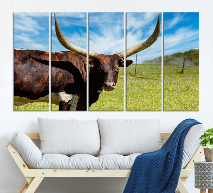 Texas Longhorn Vache Wall Art Animal Impression sur toile