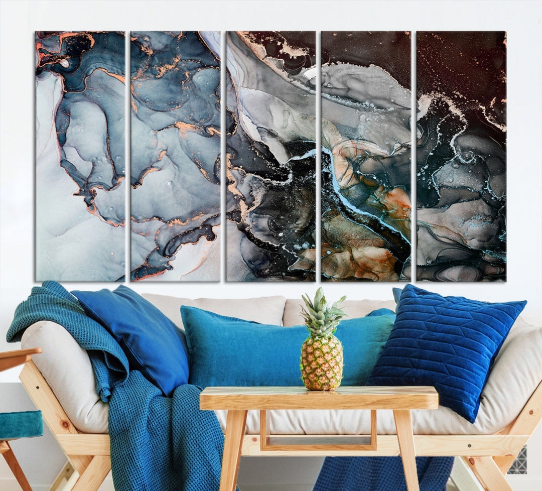 Impresión en lienzo de arte de pared de mármol abstracto moderno para decoración de sala de estar, hogar y oficina