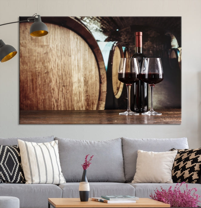 Wine and Barrel Wall Art Canvas Print