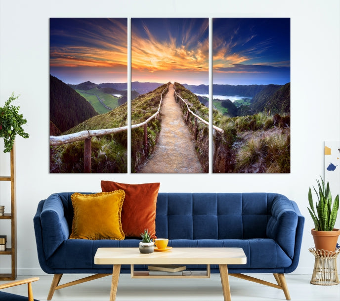 Mountain and Sunset Wall Art Canvas Print