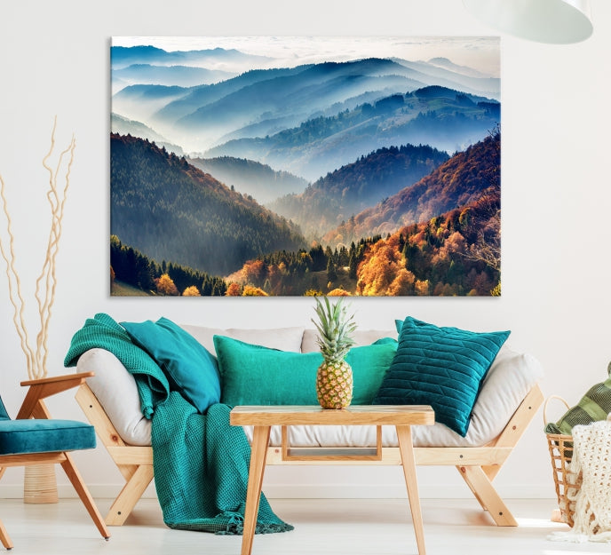 Impression sur toile d’art mural de paysage de montagne de forêt