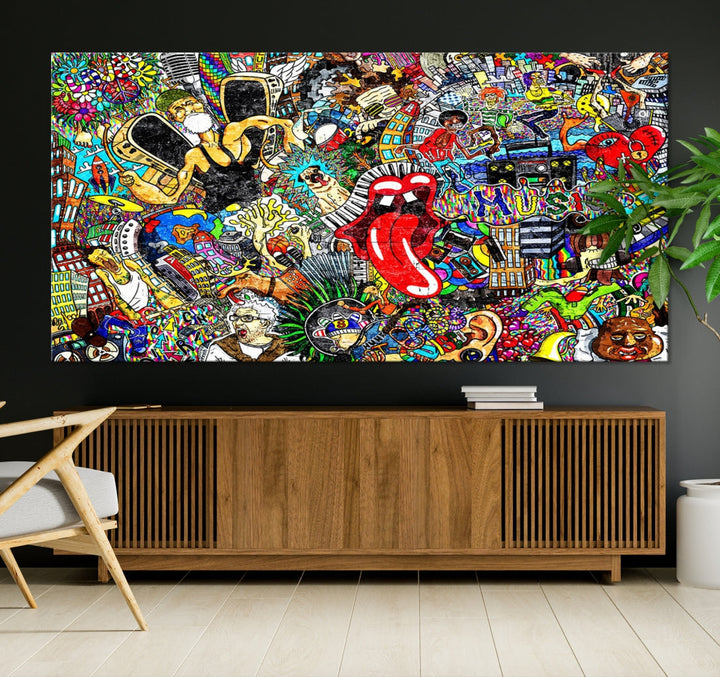 Crazy Colors Music Vibes Wall Art Canvas Print