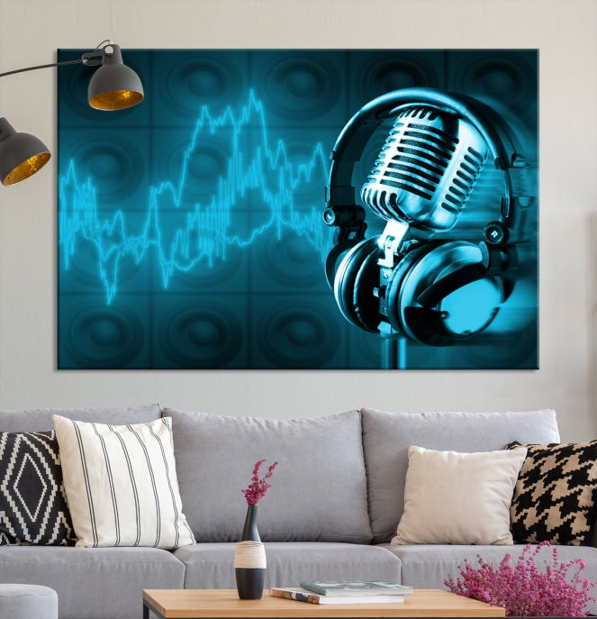 Music and Microphone Wall Art Canvas Print