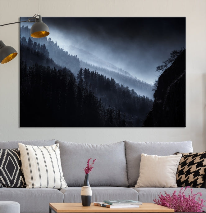 Foggy Forest Landscape Wall Art Canvas Print