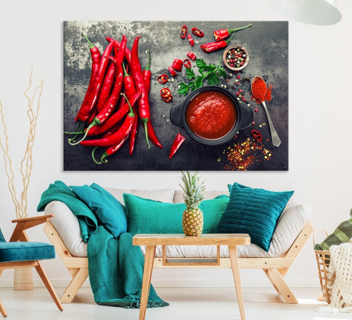 Red Pepper Kitchen and Restaurant Wall Wall Art Canvas Print