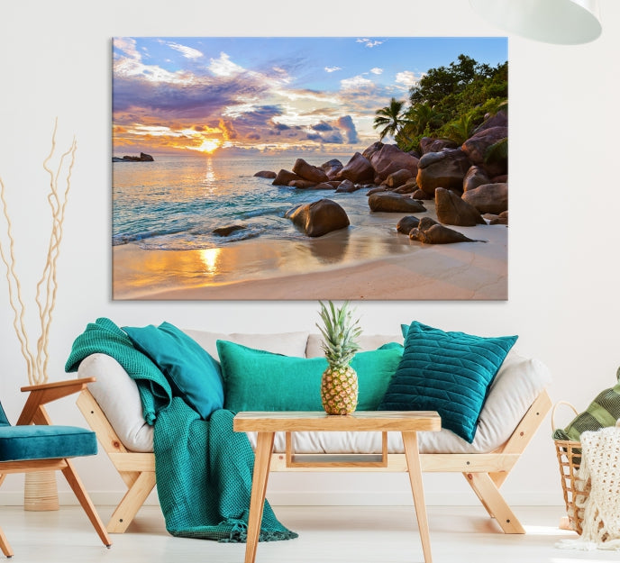 Tropical Island Beach Sunset Canvas Print