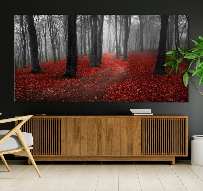 Lienzo decorativo para pared grande con bosque y otoño