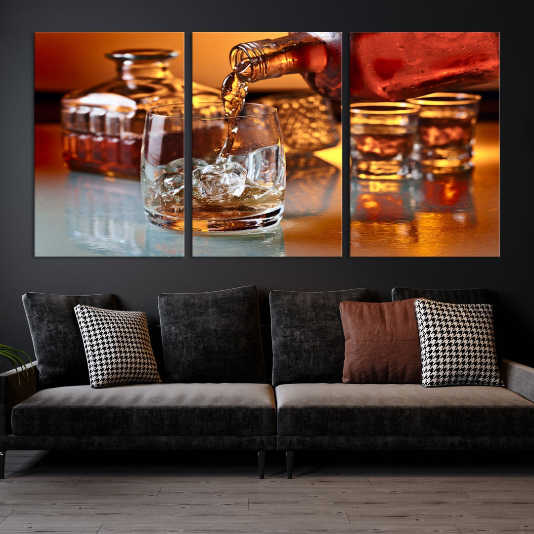 Elegant Whiskey Canvas Wall Art Print Scotch Art Bourbon Art