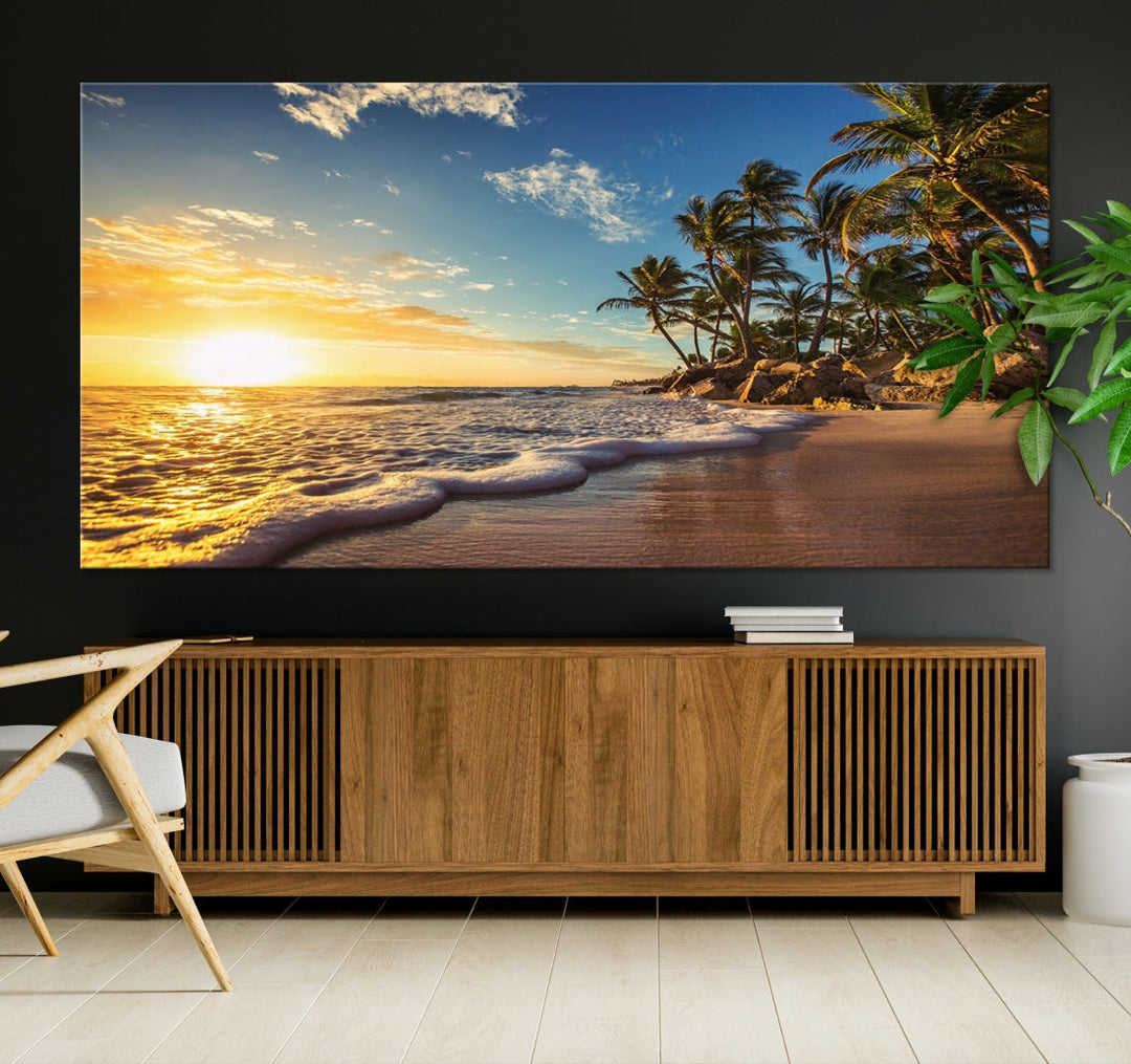 Sunset Wall Art Ocean View Beach Canvas Wall Art Print Tropical Island