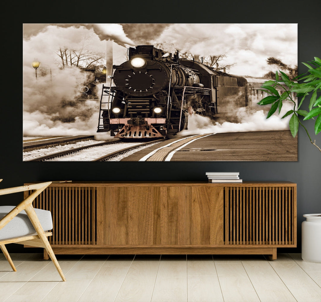 Black Steam Train Canvas Wall Art Print Steam Locomotive Art Canvas