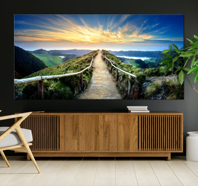 Thrilling Path to Sunset Wall Art Landscape Canvas Print
