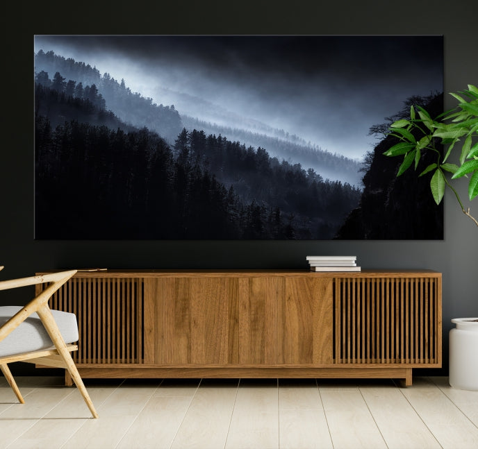 Foggy Forest Landscape Wall Art Canvas Print