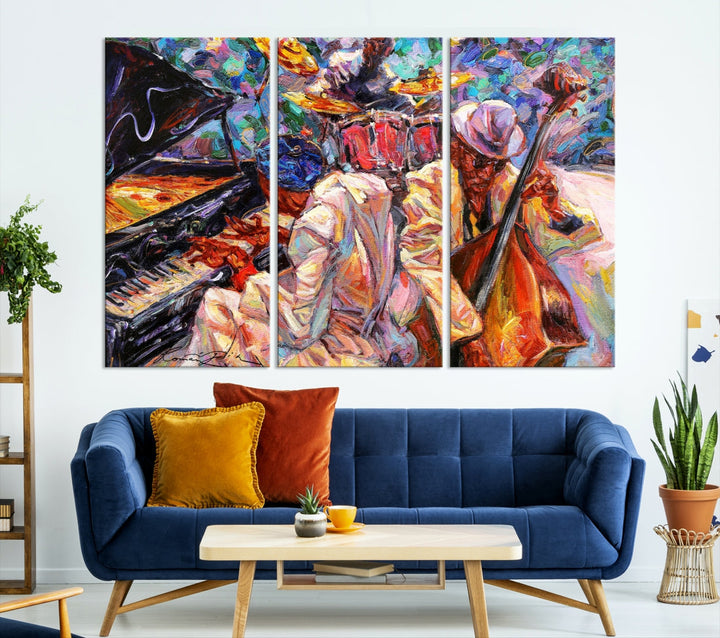 Colorido Jazz pintura abstracta lienzo pared arte impresión extra grande arte afroamericano decoración de la pared