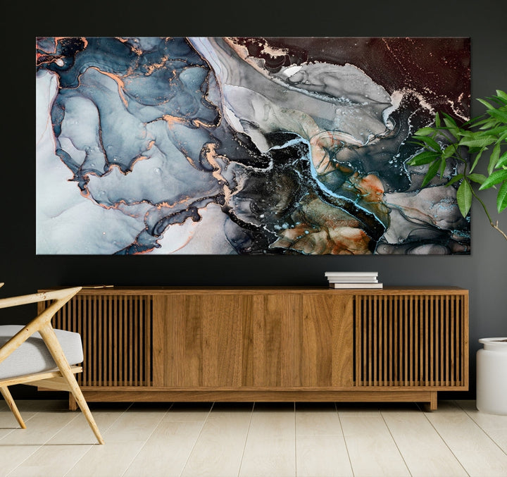 Mix Color Large Abstract Marble Wall Art Canvas Print