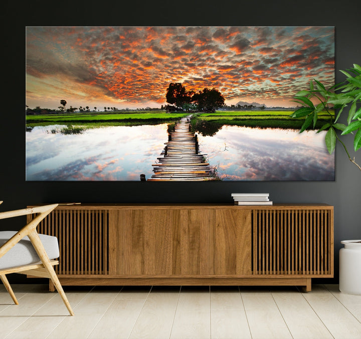 Clouds Sunset and Beach Wall Art Canvas Print