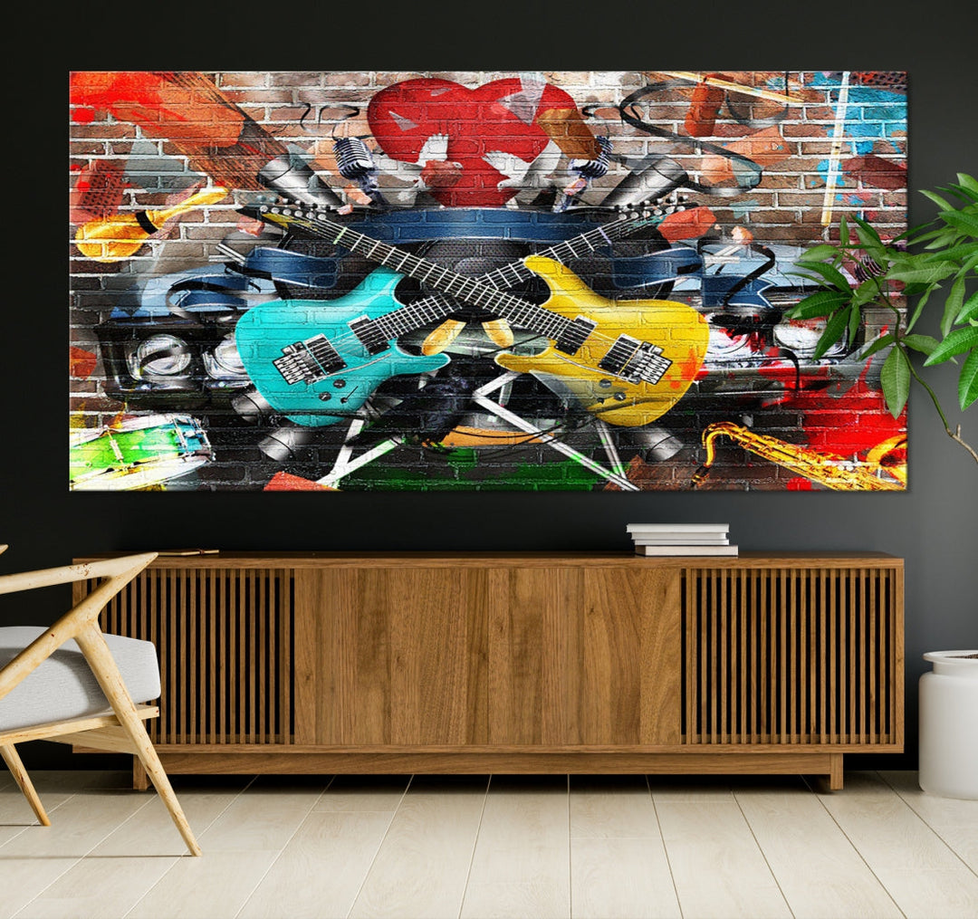 Arte de pared con collage de instrumentos coloridos Lienzo
