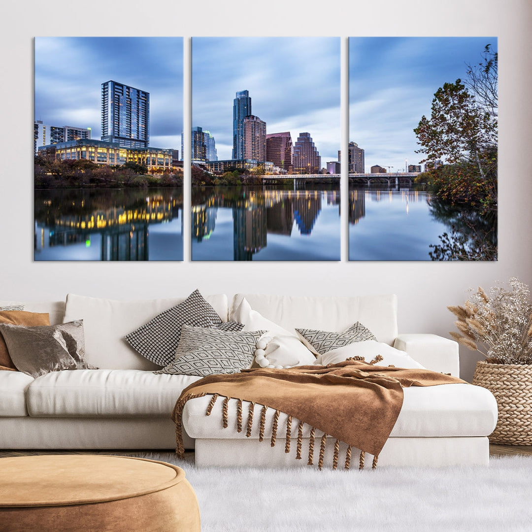 Austin City Morning Skyline Cityscape View Wall Art Canvas Print