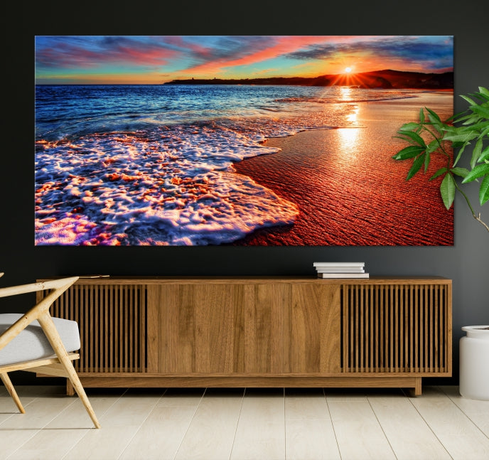 Lienzo decorativo para pared grande con playa y puesta de sol de Hawaii