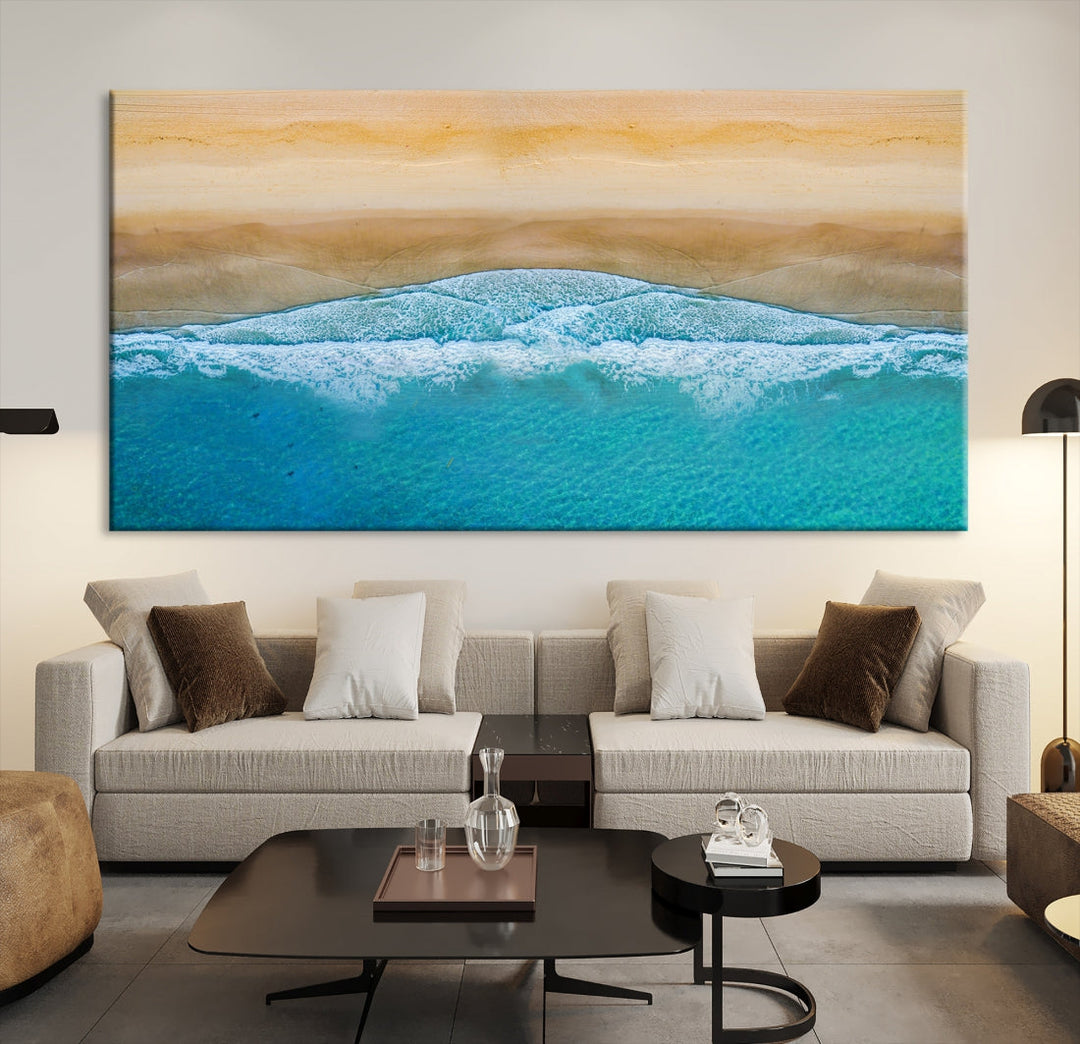 Ocean Aerial Beach Canvas Wall Art Print