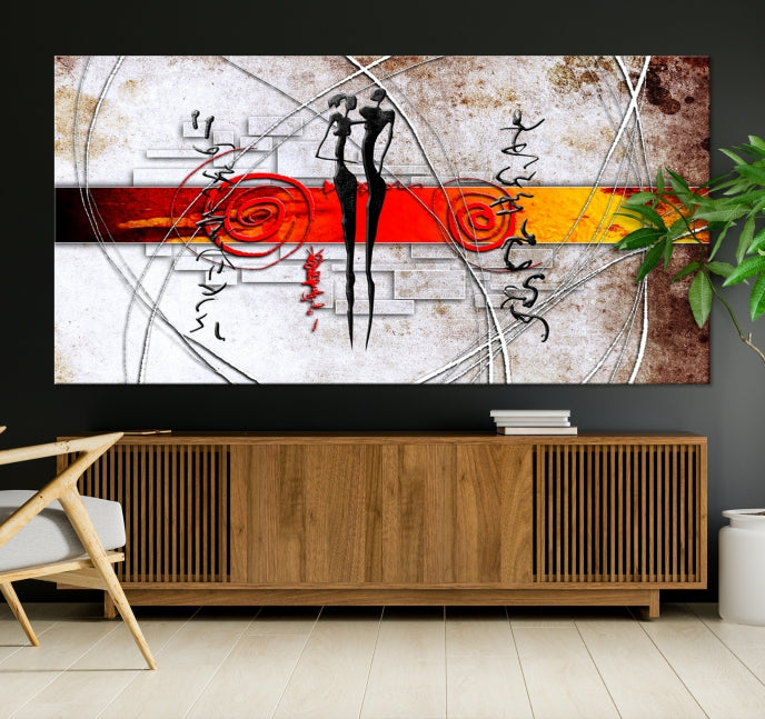 Impresión de arte de pared de lienzo de pintura africana abstracta grande