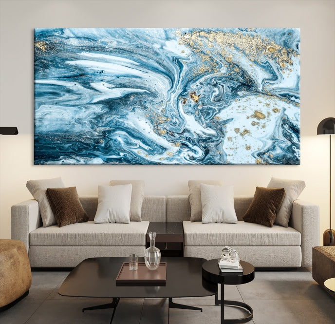 Blue Marble Fluid Effect Wall Art Canvas Wall Art Print
