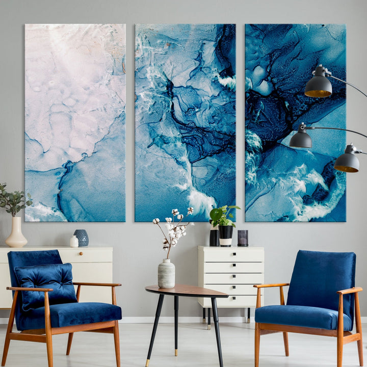 Blue Marble Large Wall Art Abstract Canvas Wall Art Print