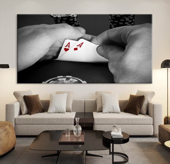 Arte de pared de juego de póquer grande Lucky Aces Lienzo