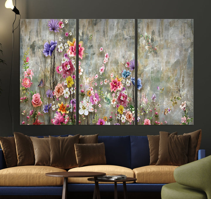 Pintura de flores acogedoras sobre lienzo Arte de pared extra grande Impresión de lienzo floral