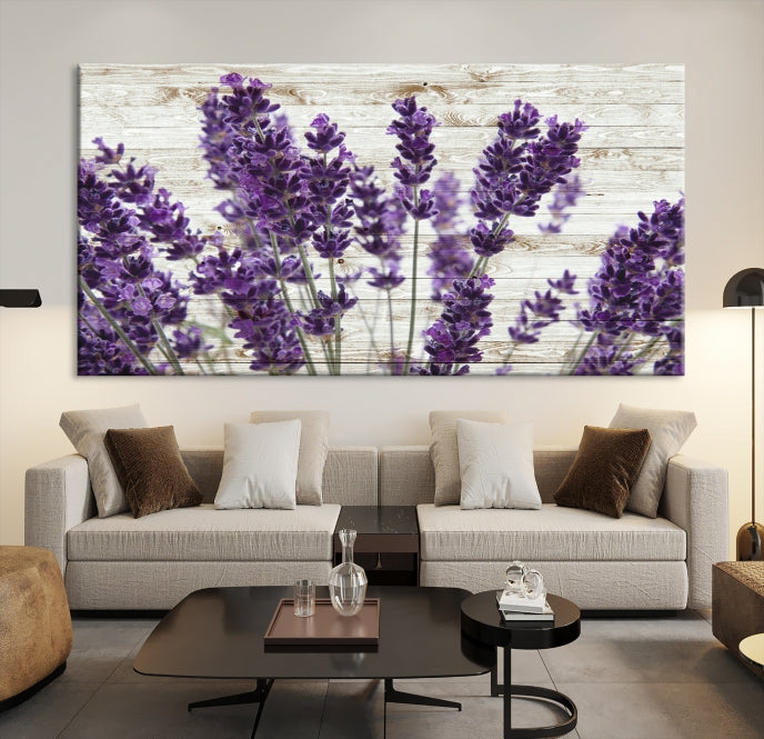 Arte de pared de lavanda grande Flor morada Lienzo