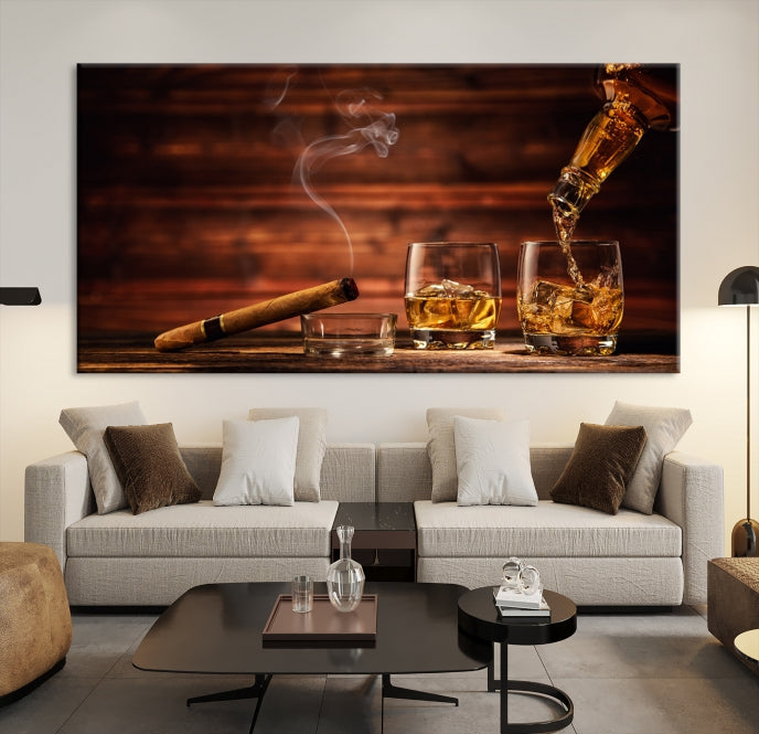 Whisky et cigare Wall Art Impression sur toile