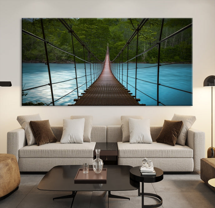 Pont suspendu dans la forêt Wall Art Impression sur toile