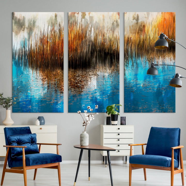 Restful Landscape Art Abstract Lake Canvas Print Wall Art