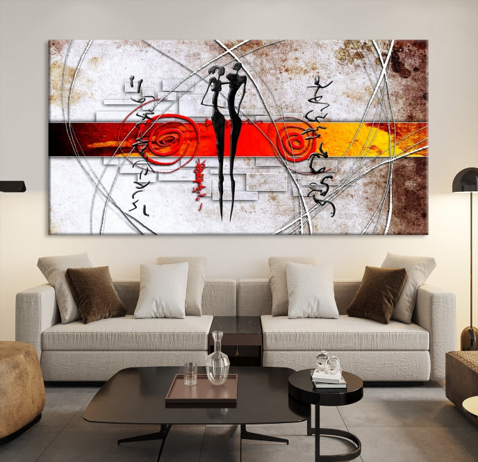 Impresión de arte de pared de lienzo de pintura africana abstracta grande