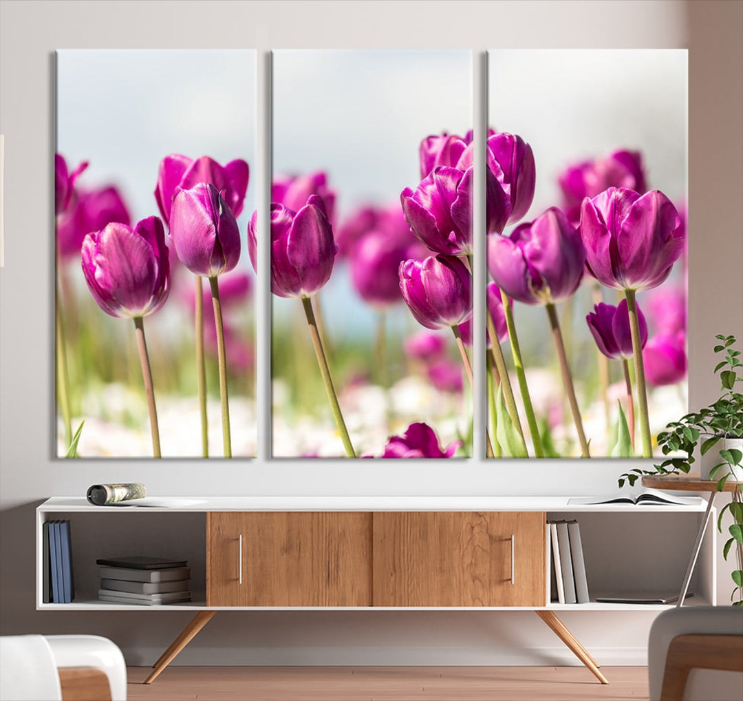 Purple Tulips Canvas Wall Art Print